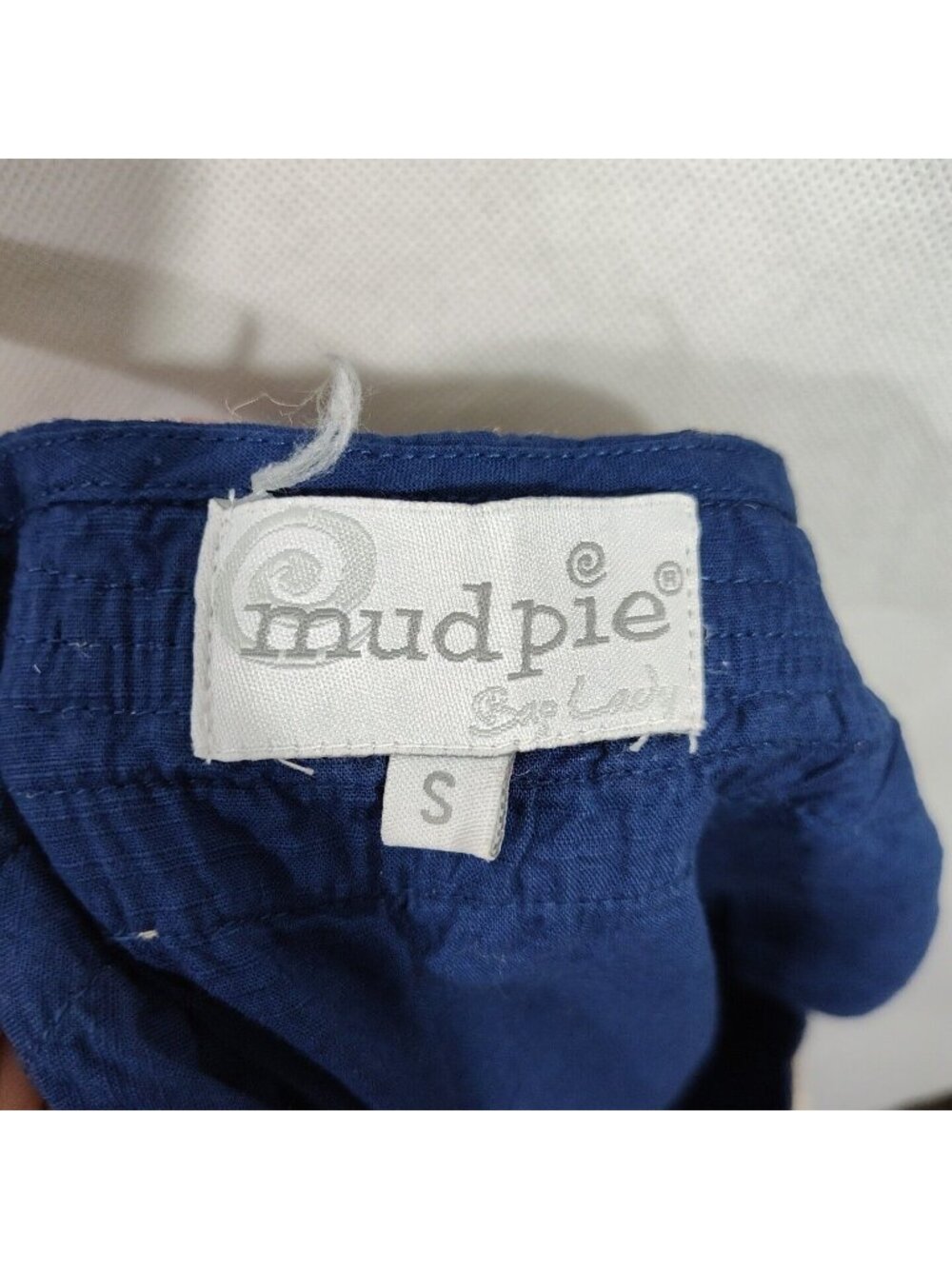 Mud Pie Blue Babydoll Top Boho Women Size S Plunge V-neck Sleeveless Tie Waist - Picture 7 of 9